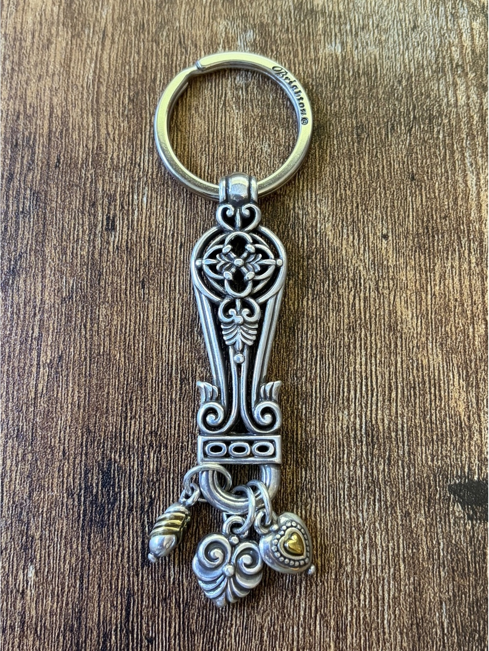 NWOT Brighton silver keychain ring fob dangle heart charms